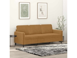 Vidaxl Sofá De 3 Lugares 180 Cm Veludo Castanho