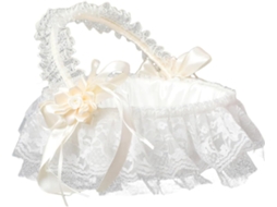 Cesta De Flores De Casamento Em Renda Branca Com Alça