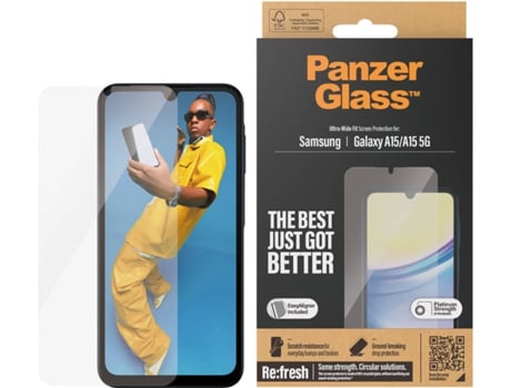 Protetor de Ecrã PANZERGLASS Samsung Galaxy A15/A15 - 5G - Ultra-Wide Fit com EasyAligner
