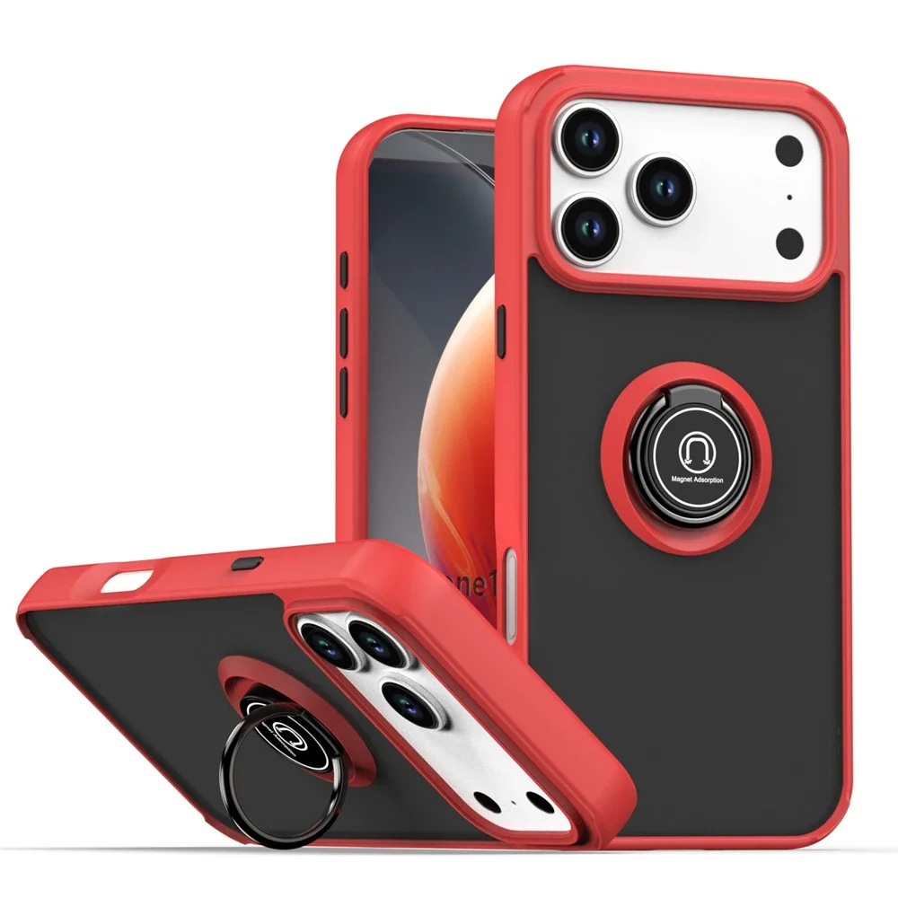 (vermelho, Iphone 16e) Capa Com Anel Magnético – Toque Confortável, Proteção De Lente Resistente A Impactos