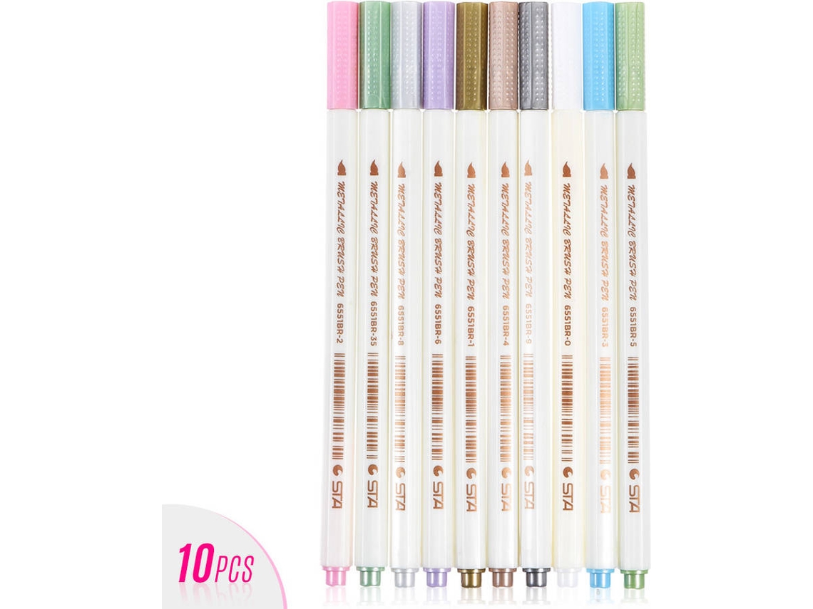 Conjunto de 10 Marcadores Pintura Metálica ANSELF Multicor