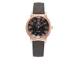 Relógio de Pulso Feminino Clássico Digital de Quartzo com Pulseira de Couro Pu Cinza