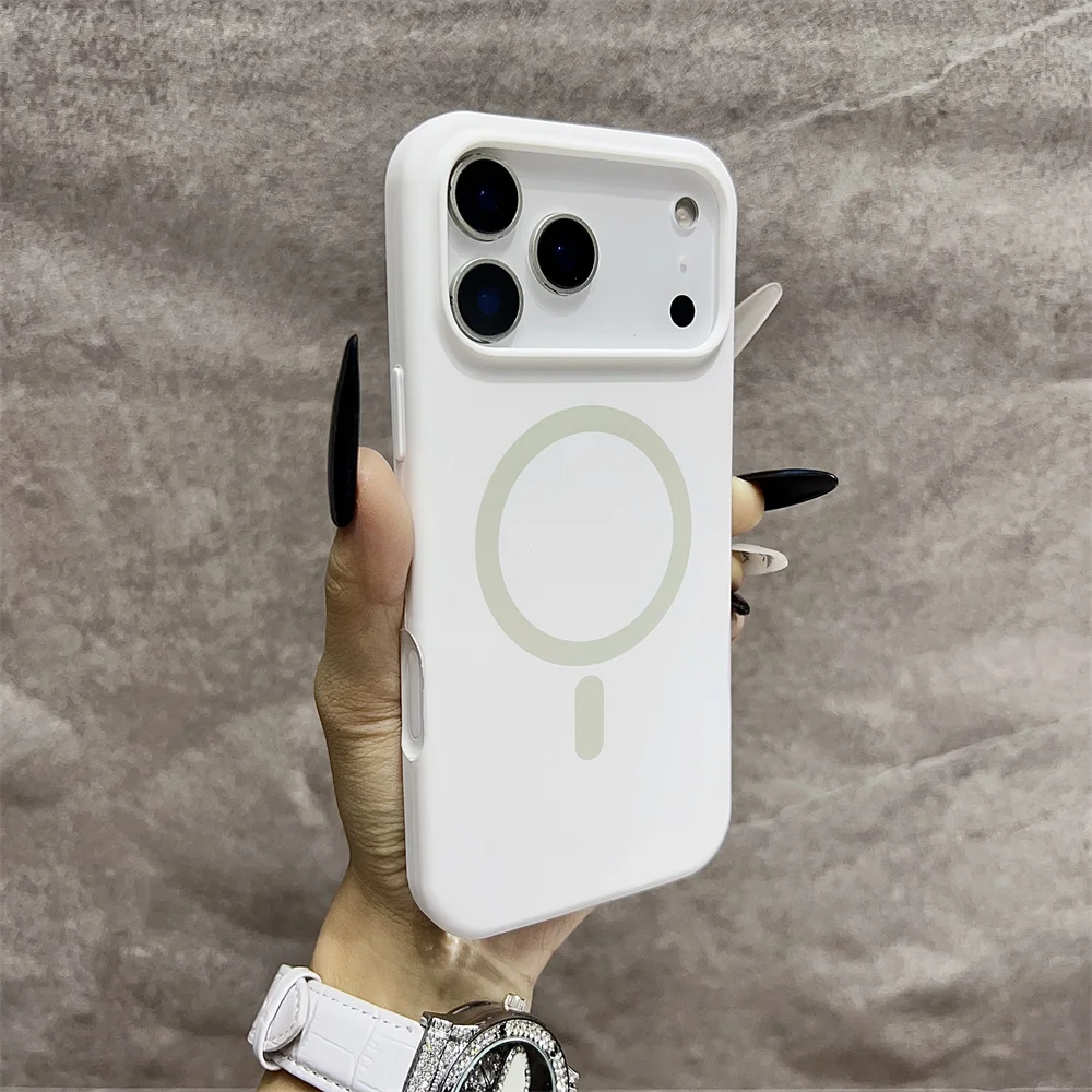 (iphone 12, Branco) Capa Protetora Magnética Magsafe Para Iphone, Feita De Silicone.