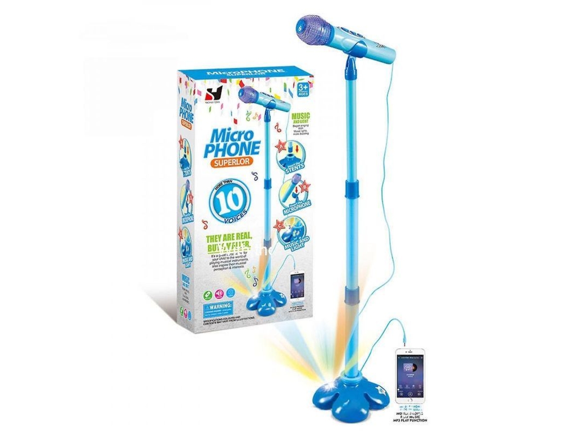 2026 microfone Infantil com Suporte Ajustável, Luzes Coloridas e Música, Brinquedo de Karaokê para Meninos e Meninas
