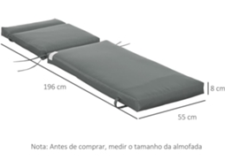 2 Almofadas para Espreguiçadeira Tecido de Poliéster, Algodão Cor Cinzento 196x55x8 cm Outsunny