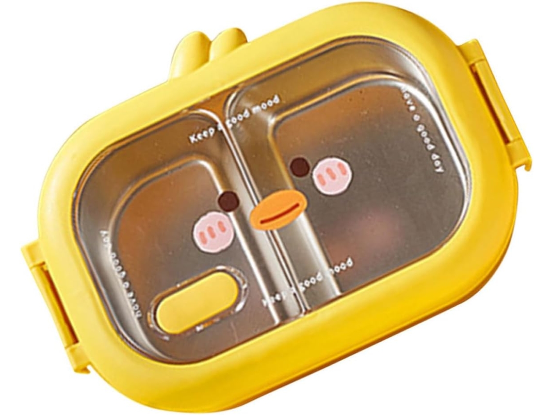 Lancheira Bento 950ml Em Aço Inoxidável E Pp, Amarela