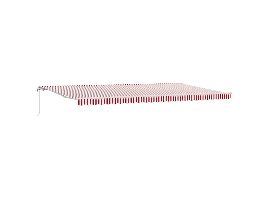 Toldo Retrátil Automático Listrado Vermelho E Branco Vidaxl Vermelho Poliéster