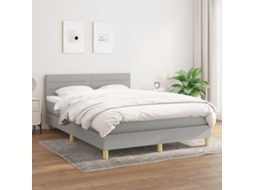 Vidaxl Cama Com Molas/colchão 140x200 Cm Tecido Cinzento-claro