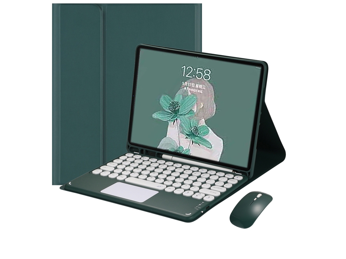 Capa Com Teclado Para Tablet Lurelia, Compatível Com Samsung S10 Fe De 10,9", Verde, Teclado Bluetooth, Rato 2.4g