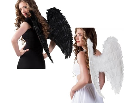Asas de anjo com penas de 65x65 cm em várias cores