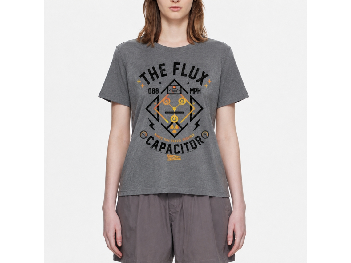 Rockinstone Back To The Future Movie Flux Streetwear Heather Graphite Adult T-shirt Size:s