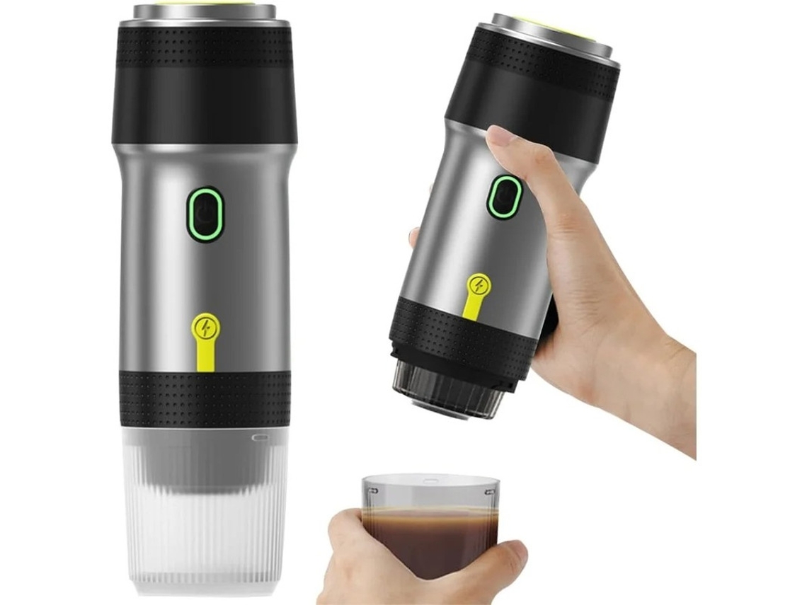 Yizhood Cafeteira Elétrica Portátil 3 em 1 com Carregamento USB, Cápsulas Concentradas, Dupla Utilização, Prata