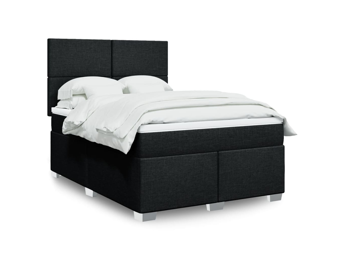Vidaxl Cama Com Molas/colchão 140x200 Cm Tecido Preto