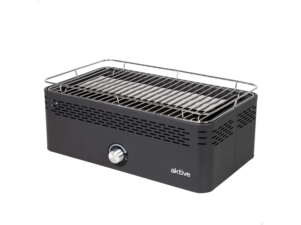 Barbecue GRELHADOR Retangular AKTIVE SEM FUMO Preta (45X28X19 cm)