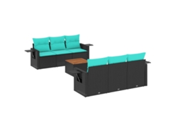 Conjunto de Sofá de Jardim, 7 Peças, Almofadas, Rattan Preto MAISON EXCLUSIVE