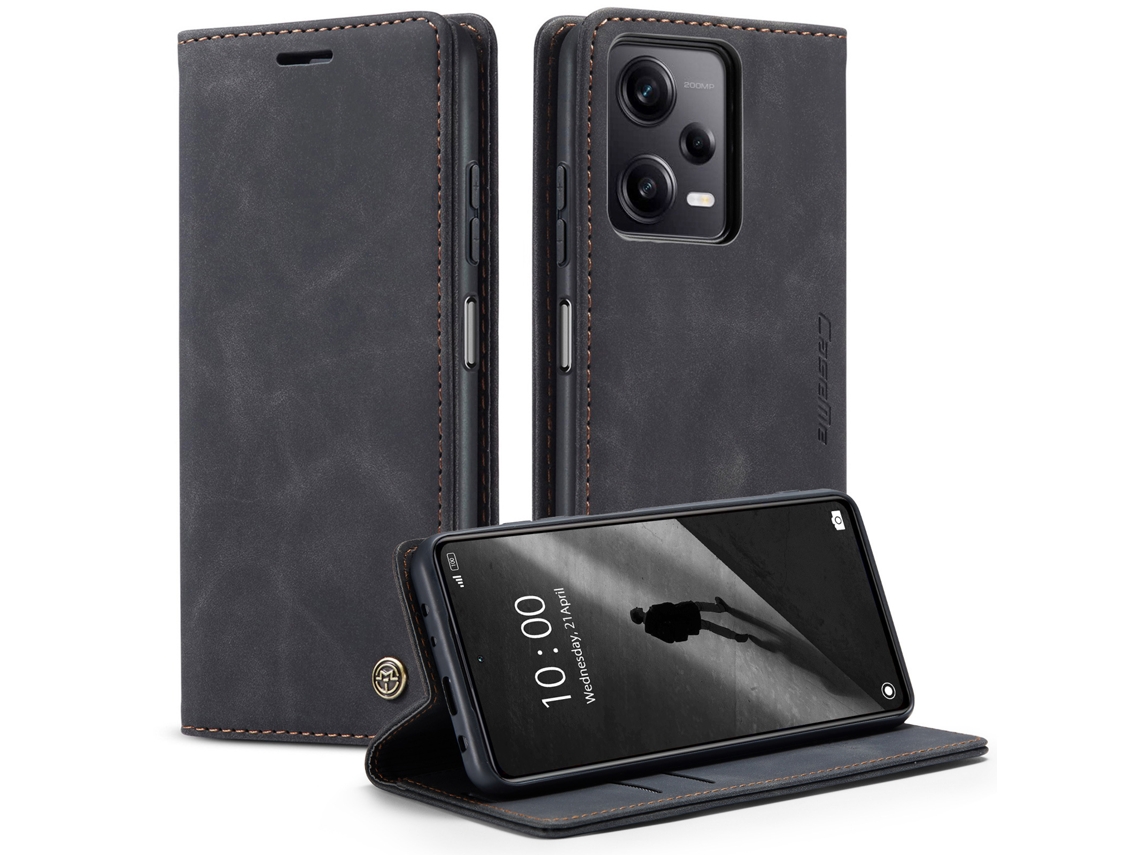 Capa De Celular Anti-queda Estilo Retrô Em Couropreto - Redmi Note 9s