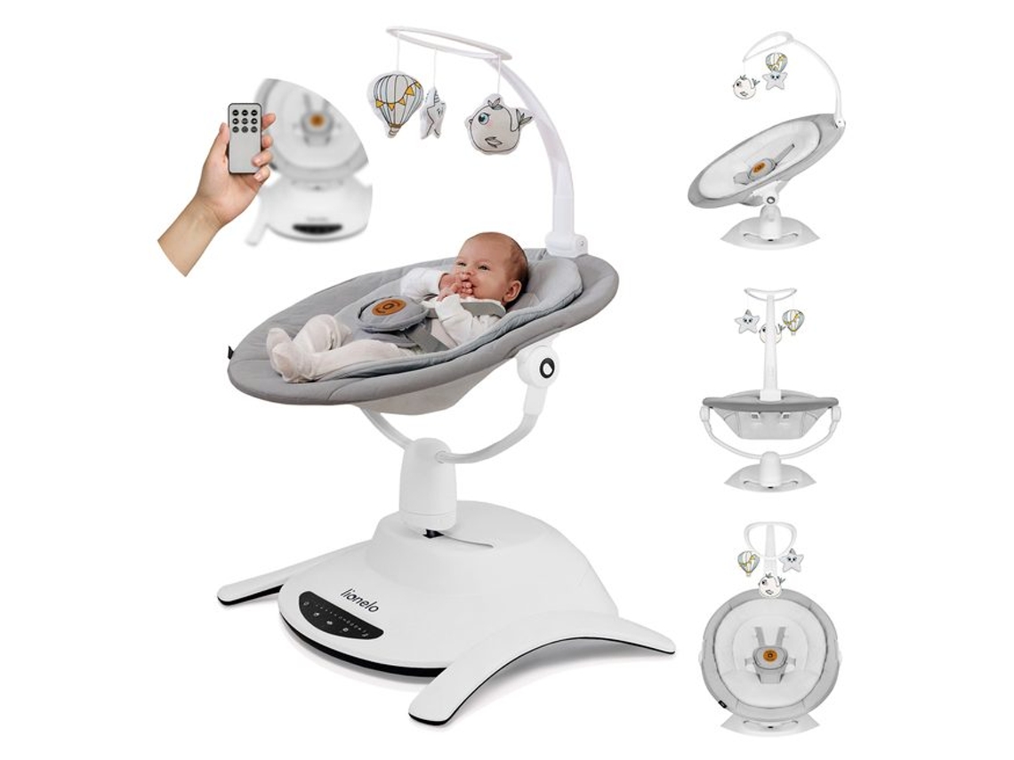 Espreguiçadeira Balanço Elétrico Lionelo Bella 360° Leve 12 Melodias  6 Modos Controle Remoto