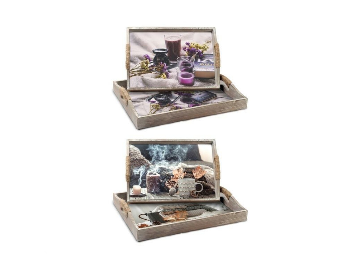 Bandeja DKD HOME DECOR Mdf (2 Peças - 40x30x6cm)