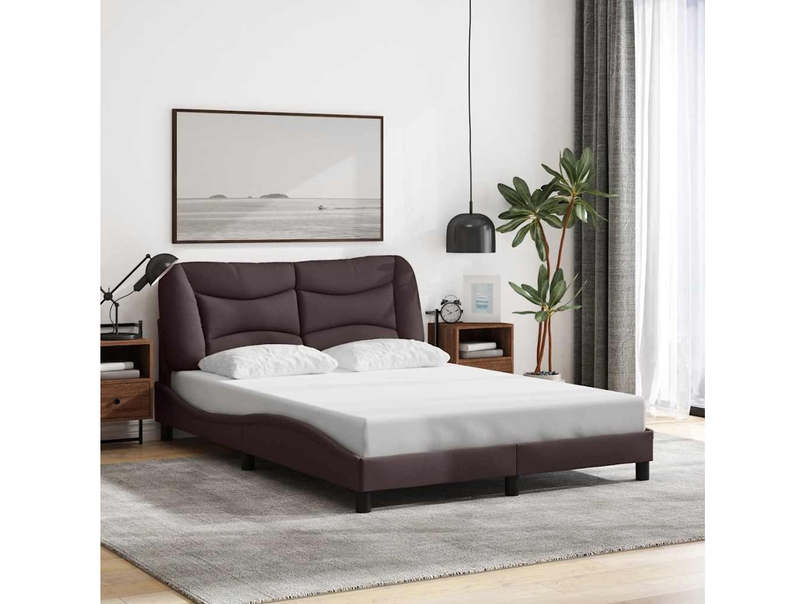 Vidaxl Estrutura De Cama Sem Colchão Hvar 140x200 Cm Tecido Castanho-escuro