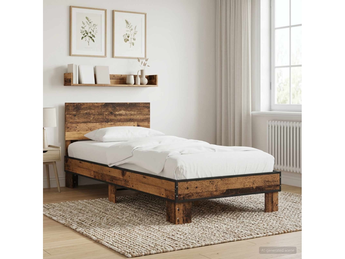 Vidaxl Estrutura De Cama Com Cabeceira Madeira Antiga 80 X 200 Cm