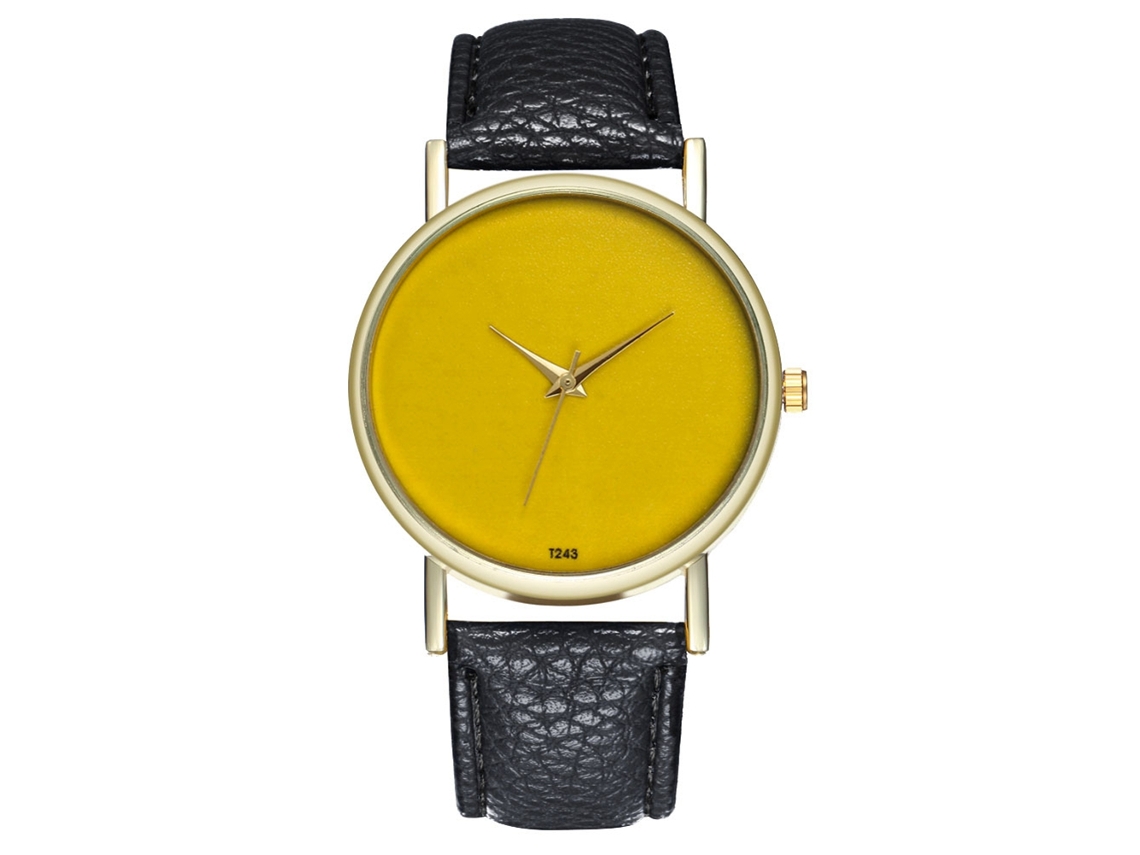 Reloj De Cuarzo De Muñeca Con Correa De Cuero Fashion Para Mujer Y Hombre (negro)