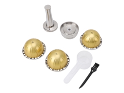 Conjunto Cápsulas Reutilizáveis Aço Inoxidável 80/150/230ml com Pincas, Colher e Escova | S/MARCA