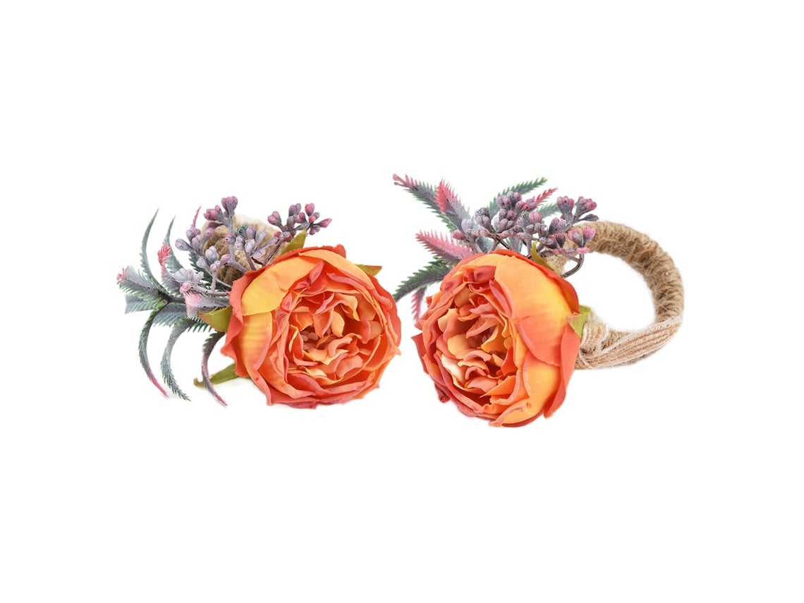 2pcs Fivela de Guardanapo Flor Artificial S/MARCA