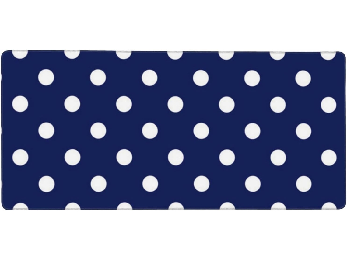 Mousepad Grande Azul marinho com Estampa de Bolinhas, Base Borracha Antiderrapante, 40 X 90 Cm Seguro Durável