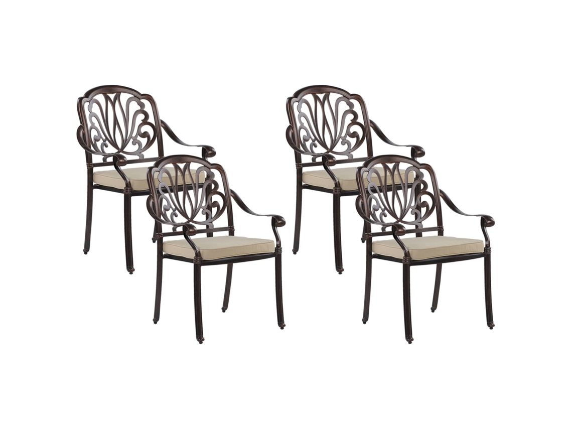 Conjunto de 4 cadeiras BELIANI Ancona de Alumínio Castanho 68x65x97