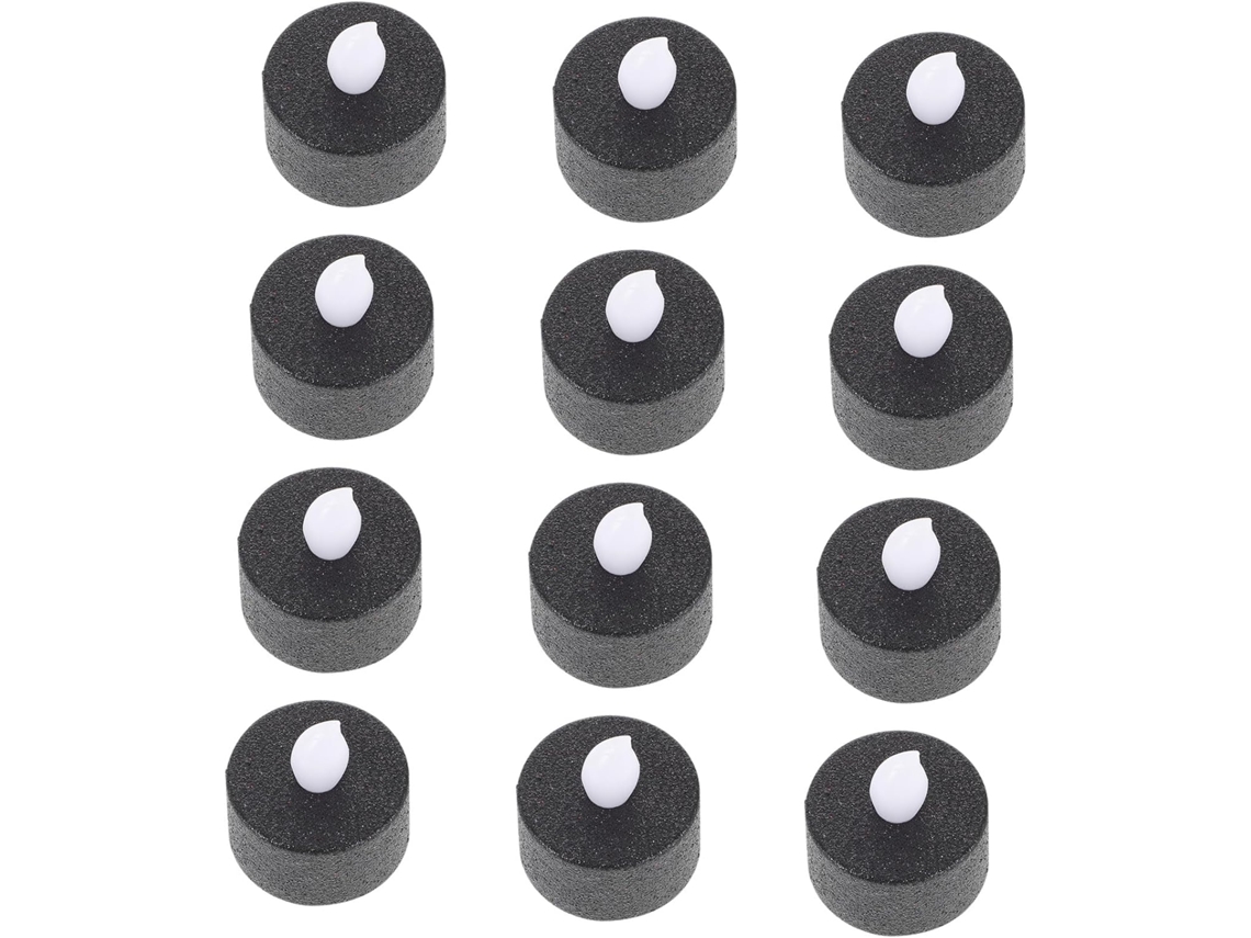 Conjunto de 12 Velas de Led Pretas Sem Chama com Glitter, Alimentadas por Bateria, Luz Amarela Quente. SFUSHOS