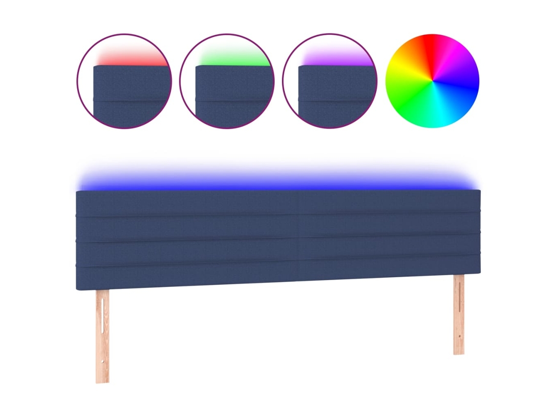 Led Headboard, Led Headboards Vidaxl Azul Tecido (180 X 5 X 78/88 Cm)