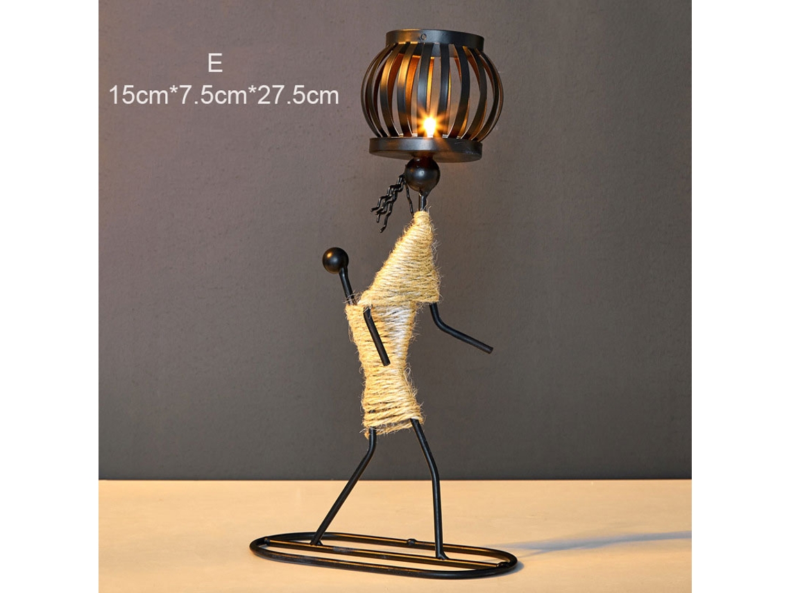 Castiçal de Ferro com Corda de Cânhamo Trançado Preto Fosco Castiçal Simples Elegante Decorações de Mesa para M BRILVIBERA