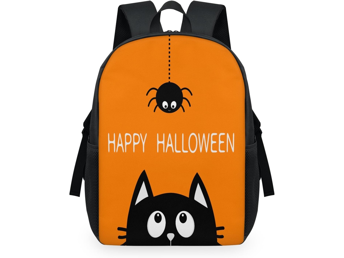 Mochila de Halloween com Gato Preto e Aranha para Crianças 32 5 X 15 X 44 9 Cm Tecido de Malha Impermeável e F