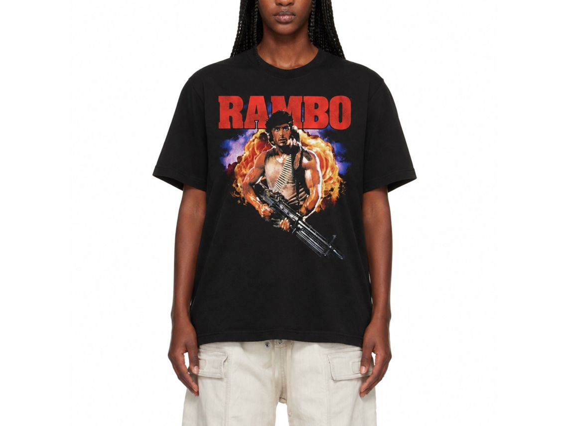 Rockinstone Rambo Movie Exploooooode Black Adult T-shirt Size:s