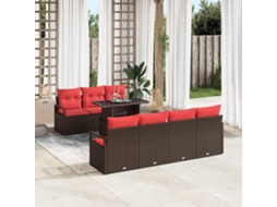 Vidaxl Conjunto De Sofá De Jardim 8 Unid. Castanho Rattan Sintético