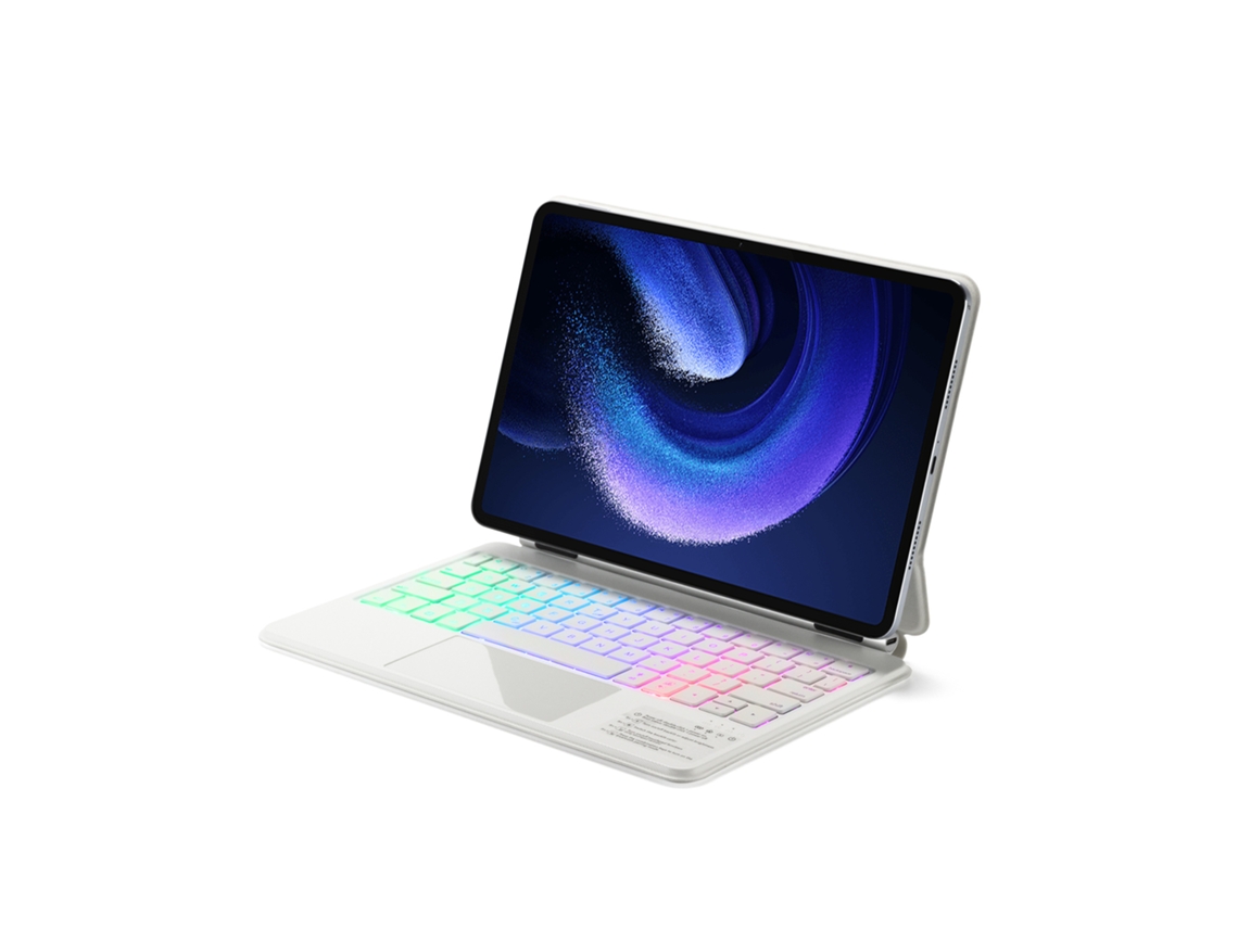 Capa de Teclado Bluetooth Omni para Samsung Galaxy Tab S8 11", com ecrã táctil, retroiluminação, branco | XIAOMOYU