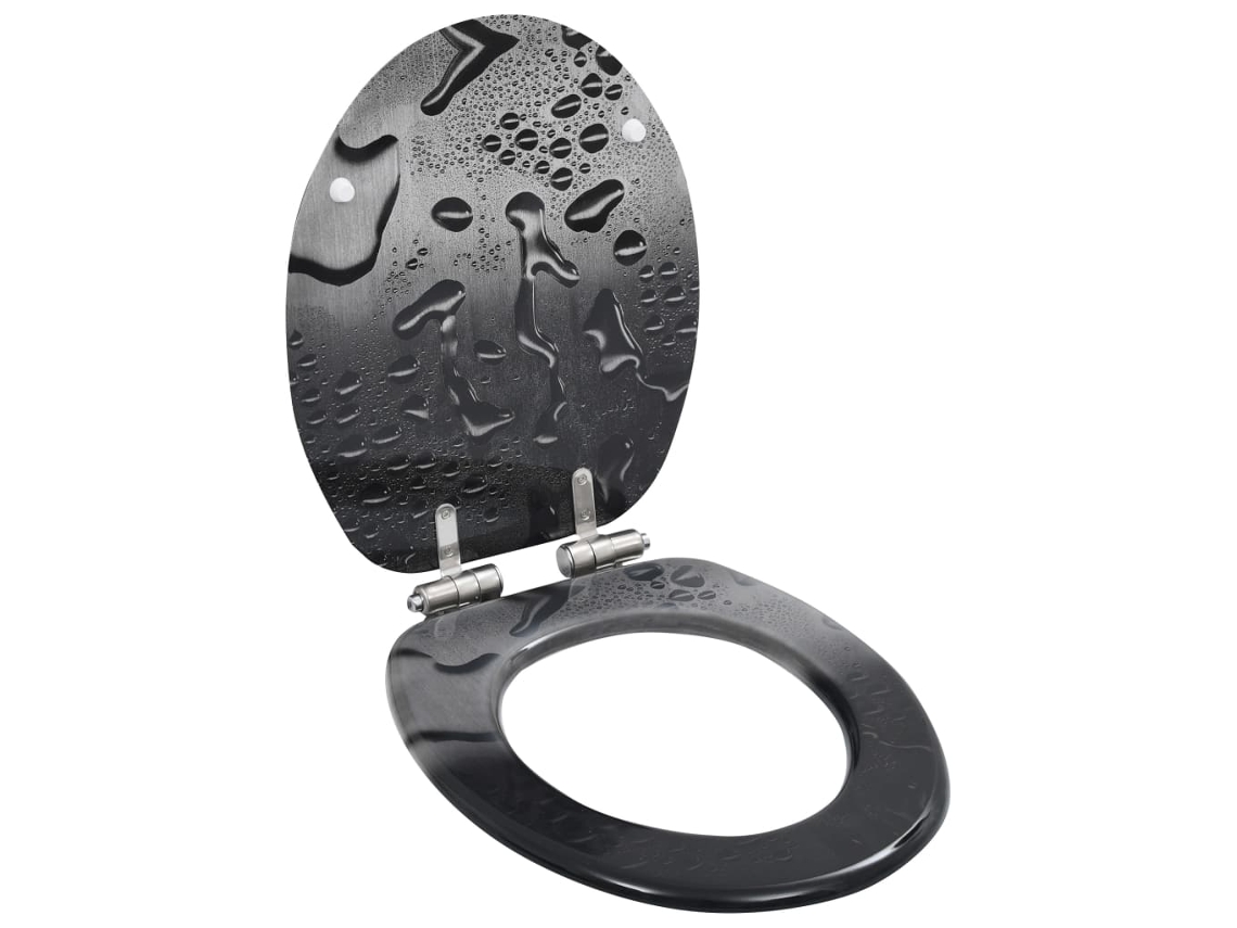 Vidaxl Assento Sanita C/ Tampa De Fecho Suave Mdf Design Gotas De Água