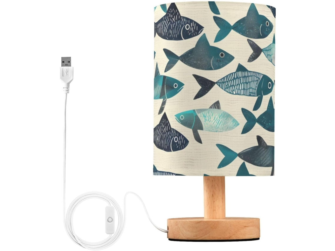 Luminária De Mesa Mnsruu Para Quarto E Sala Estar, Ilustração Minimalista, Luminárias De Cabeceira Em Formato Peixe Com