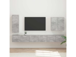 Vidaxl Conjunto De Gabinete De Parede Para Tv 6 Unid. Cinzento