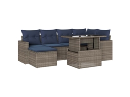 Conjunto de Sofá de Jardim, 7 Peças, Almofadas, Rattan Cinza MAISON EXCLUSIVE