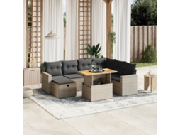 Vidaxl 8 Pcs Conjunto Sofás de Jardim C/ Almofadões Vime Pe Cinzento