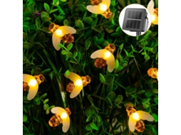 Cordão de Luzes Solares, em Formato de Abelha, Cor Branco Quente, À Prova D'água, para Jardim, Áreas Externas AQUAFORGE