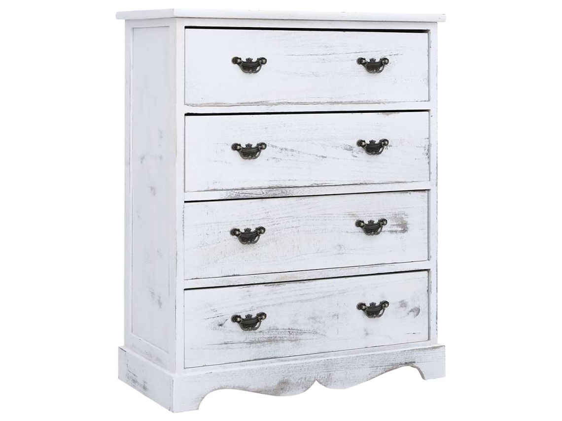 Vidaxl Armário Com Gavetas 60x30x75 Cm Madeira Branco