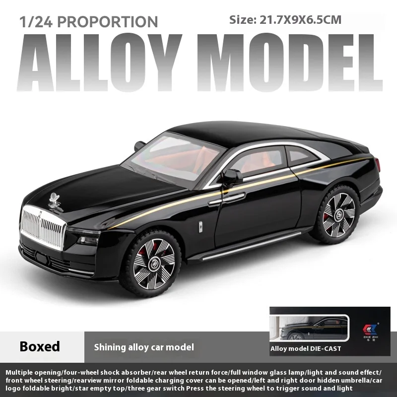 (preto) Miniatura Do Rolls-royce Phantom Em Escala 1:24 Com Efeitos De Som E Luz.
