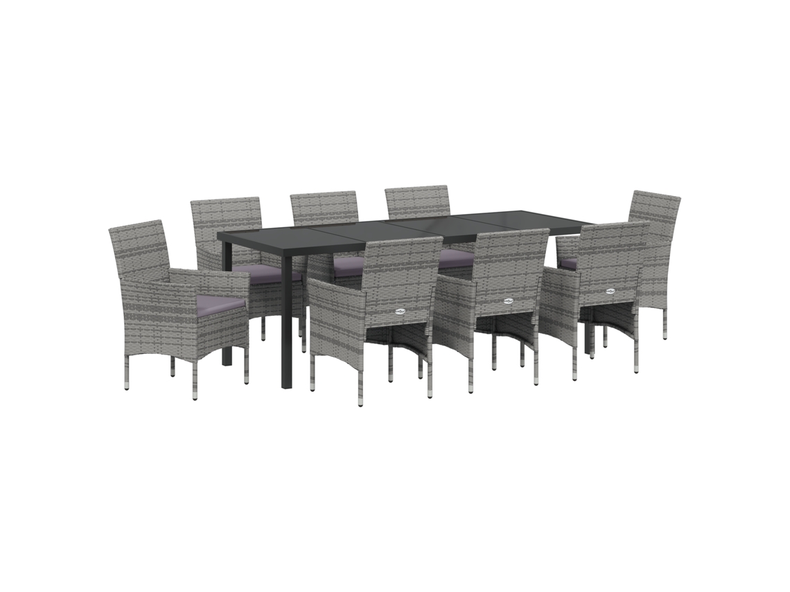 Conjunto 9 Conjunto De Móveis De Jardim Vidaxl Cinzento Vime Pe (200 X 80 X 73 Cm)