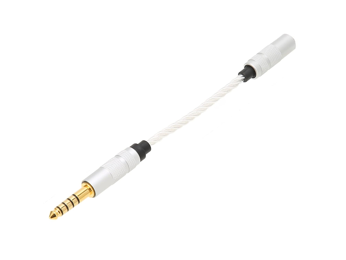 Cordon Adaptateur Transparent Argenté Blanc 4, 4 Mm Macho Versus 3, 5 Mm Feminino Com Quatre Brins De Cuivre