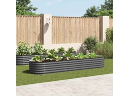 Vidaxl Canteiro Elevado De Jardim Aço Galvanizado 320x80x44cm Cinzento