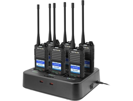 Rb658 Talkie Walkie, Rádio Bidirecional, Fone De Ouvido Sem Fio, Carregador 6 Vias, Conexão App, 1800mah, Tela De 1,77 Polegadas Retevis