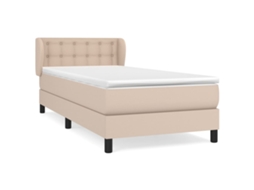 Cama com Molas Couro Artificial Cappuccino MAISON EXCLUSIVE 90x200 cm
