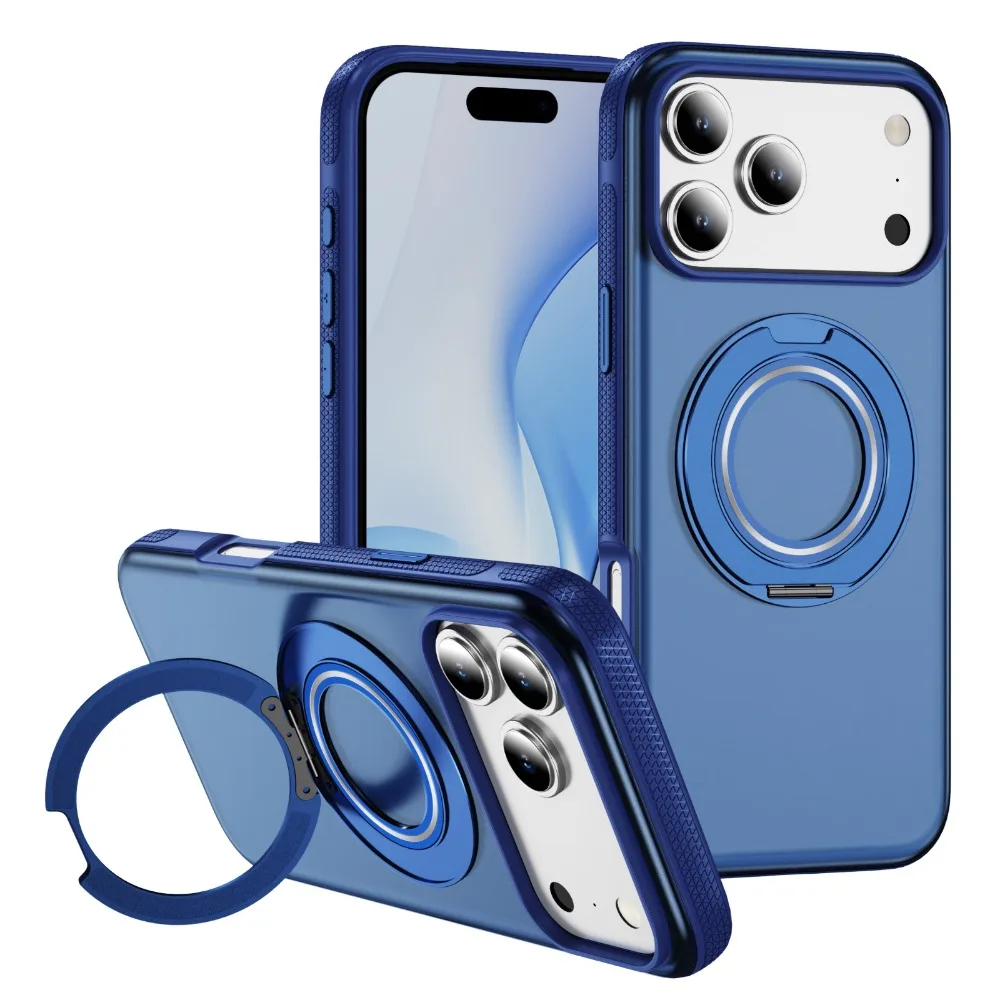 (azul, Iphone 14 Pro) Capa Fosca Para Celular, Compatível Com Magsafe, Com Suporte De Anel Giratório De 360°.